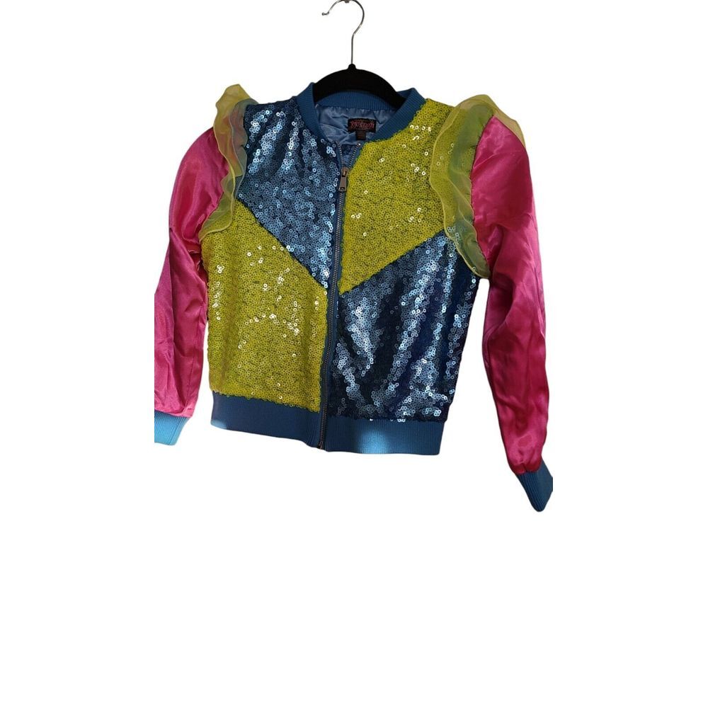 JoJo jacket Size 7/8‎ Blue/Green sequins NWT